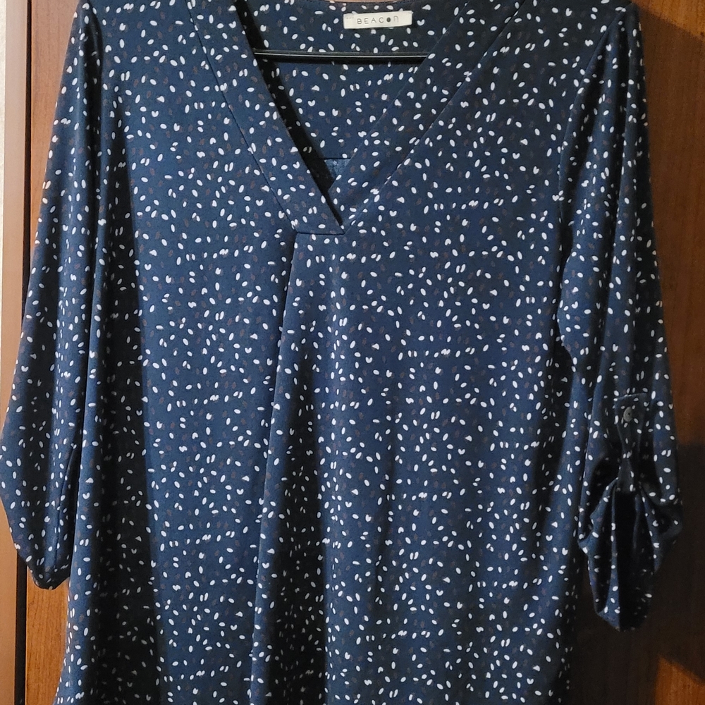 Beacon Navy Top with White Dots